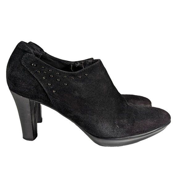 Aquatalia by Marvin K. Black Rosy Suede Ankle Bootie Italy 7.5 Metal Stud - Picture 3 of 7